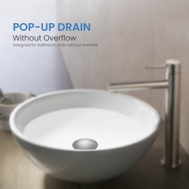 KIBI Pop-Up Drain Stopper for Bathroom Sink Without Overflow | Full Cover Design Lavatory Vanity Drain | Durable Solid Brass Construction for Long-Lasting Performance (Brushed Nickel, KPW103)