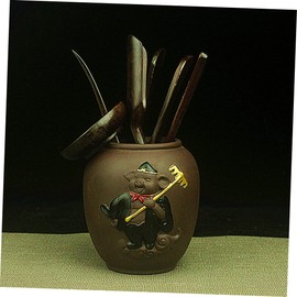 Mikinona 6-Piece Chinese Kung Fu Tea Set Handmade Wooden Tea Tools Ceremony Utensils Making Kit for Gong Fu Experience