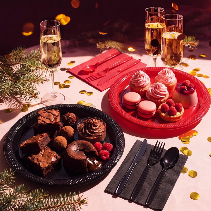 Uiifan 144 Pcs Plastic Plates for Party Set 9" Dinner