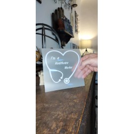 Oracal I'm A Healthcare Worker Nurse Dr Heart Stethoscope Window Decal 5"x5"