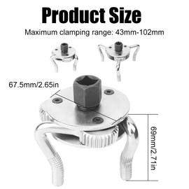 OBQcare Oil Filter Wrench Oil Filter Spider 3-Arm Oil Filter Removal Tool for Oil Filter Diameter 43 mm to 102 mm Universal Adjustable Non-Slip for Removing Filters and Filter Cartridges