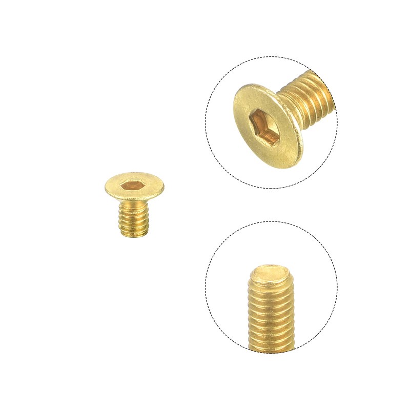 uxcell Flat Head Socket Cap Screws, M3-0.5 x 5mm Brass