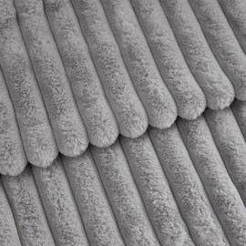 Mandioo Pack of 2 Decorative Cushion Covers 30cm x 50cm Faux Fur Striped Plush Soft Throw Pillow Covers Pillow Cases Bedroom Living Room Sofa Home 12x20 Inch Grey