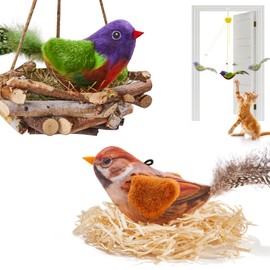 Potaroma Chirping Bird Cat Toys Pack of 2 Catnip SilverVine, Interactive Lifelike Tweets, Kitty Kitten Indoor Cat Kicker Exercise 3.5 Inches