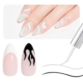 GAOY Gel Nail Polish Art Liner Set, 2 Classic Colors Black White for Nail Paint Design with Thin Brush DIY French Manicure and Pedicure at Home