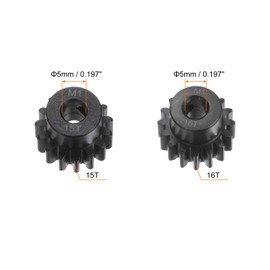 sourcing map Mod 1 M1 Pinion Motor Gear Set 2pcs 15T 16T Fit 5mm RC Motor Shaft M1 Pitch Gears for RC Car, with Hex Key