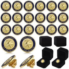 Ceenna 18 Set Employee of the Month Lapel Pin Velour Jewelry Gift Box 3/4 Inch Employee Recognition Pins Appreciation Gift for Award Staff Team Volunteer Servicer(Employee of the Month)