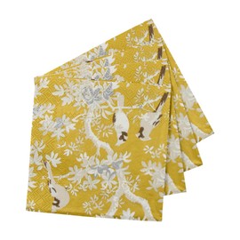Caspari Scenic Songbirds Gold & Ivory Cocktail Napkins - 20 Per Package, 4 Packs