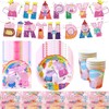 Pig Party Tableware Set, Pig Birthday Tableware Decorations for Children's