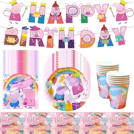 Pig Party Tableware Set, Pig Birthday Tableware Decorations for Children's - 42 Piece