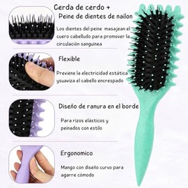 Triko Cepillo Definidor de Rizos, Peines para Cabello Rizado, Cepillo para Peinar y Dar Forma a Rizos Hombres y Mujeres, Cerdas de Nailon, Oblongo, Flexible,unisex (Verde).