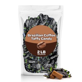 Brazilian Coffee Candy - 2 Pound Bulk Pack (180 Count) - Individually Wrapped Taffy Candy for Office Bowls, Party Favors & Gifting - Soft Coffee Chews