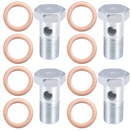 A ABSOPRO 4 Sets Hollow Bolts M14 x 1.5 Motorcycle Brakes Banjo Hollow Bolts 35 mm Length Brake Bolts with Washers