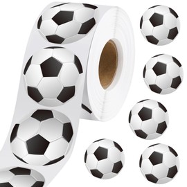 durony 500 Pieces Soccer Stickers Self-Adhesive Sports Ball Sticker Labels Roll Soccer Theme Party Decor Envelope Gift Bag Seal for Sports Party Supplies, Soccer Team Gift, Birthday Parties