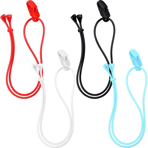 4 Pieces Hearing Aid Clips Adjustable Hearing Aid Clip Holder Anti-lost Hearing Aid Lanyard for Adults, 4 Colors (Classic Style)