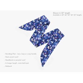 Liberty London Scarf -Choose Length - Sarah Pansy Blue Skinny Scarf Tie Headband, Handbag/Purse flair - Silky Tana Lawn Cotton - Choose Length