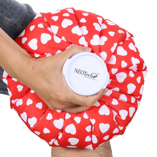 NeoTech Care Ice Bag, Screw Top Fillable, Reusable (Hearts Design, 11 inch)