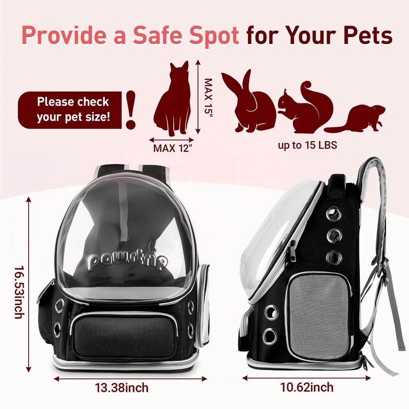 pawstrip Cat Backpack Carrier Transparent Pet Travel Carrier Airline Approved