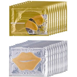 Theshiry 10 Pairs Collagen Crystal Eye and 10 Pcs Lip Mask, Anti Aging Eye and Lip Mask, Collagen Crystal Mask Set (Gold)