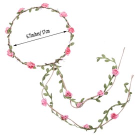 Whaline Whaline 4 Pcs Flower Crown Floral Wreath Headband Floral Garland Headbands Bohemian Style Headdress for Wedding Bride Bridal Headwear Party Festivals Hair Accessories (4 Color)