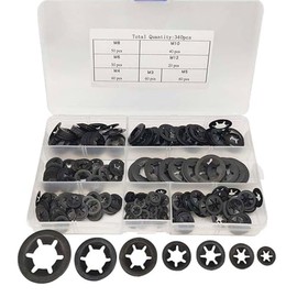 Sicherungsscheiben Sortiment Kit M3-M12 350 teilig Manganstahl Schwarz