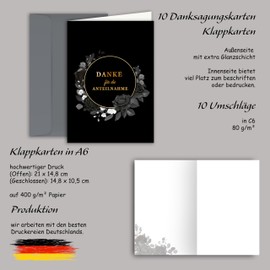 10 Thank You Cards Mourning with Envelope Thank You Card Folding Cards Sympathy Cards Thank You Card Condolence Cards Thank You Funeral Condolence Card Stylish Black Rose Roses