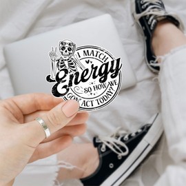 3Pcs I Match Energy So How We Gon Act Today Retro Skeleton Hand Sticker I Match Energy So How We Gon' Act Today Stickers Positive i Match Energy Decal for Laptop Bottle Phone Car Hard Hat 3"x3"