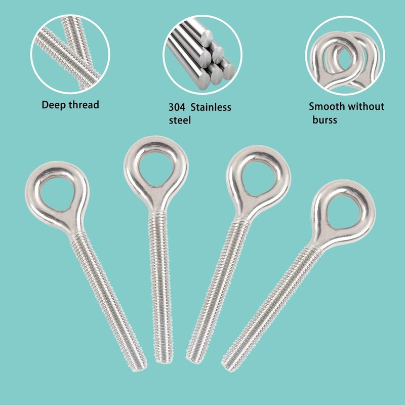 HVDHYY M5 304 Stainless Steel Eye Bolts Closed Coil Screw