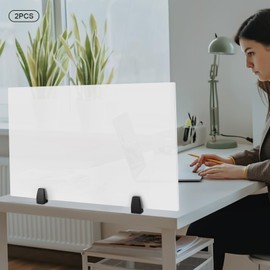 2pcs Acrylic Free Standing Screen, Frosted Clear Acrylic Divider, Dividers for Desk Privacy Home & Office Partitions for Table Top Workstation, Plexiglas Sneeze Guard Shield (30 x 18 inch)