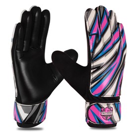 FIGHTSENSE Soccer Goalie Gloves for Kids Youth Boys,Football Goalkeeper Gloves,4mm Latex Palm,Breathable,Anti-Slip Strong Grip,Double Wrist Protection (Pink, Size 6 Suitable for 13-15 Years)