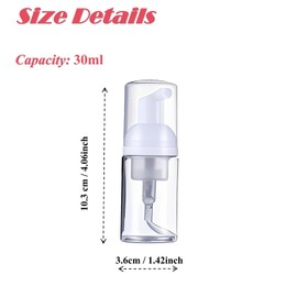 10Pcs 1Oz Plastic Foam Pump Bottle Transparent Empty Dispenser Bottles Travel Soap Bottle Mini Shampoo Pump Bottle Empty Travel Foaming Containers for Shampoo Cleaning Lash Cosmetics Packaging
