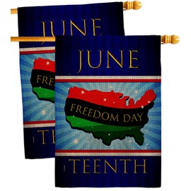 Freedom Day Burlap House Flag - 2 pcs Pack Patriotic Historic July Memorial Veteran Independence United State American - Decoration Banner Small Garden Yard Gift Double-Sided Made in USA 28 X 40