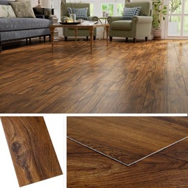 Livelynine 36-Planks 6x36" Dark Brown Peel and Stick Flooring Planks Wood Look Luxury Vinyl Plank Flooring Laminate Floor Tile Waterproof Kitchen Floor Tiles Renter Friendly Rv Attic Floor Stickers