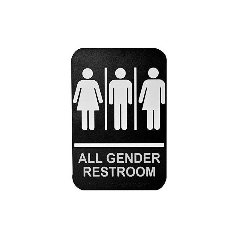 TableCraft 695652 Gender Neutral Sign, ADA Compliant Braille, Plastic Polystyrene,