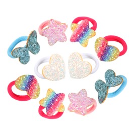 SAFIGLE 5 Pairs Glitter Rainbow Sequin Hair Ties for Elastic Scrunchies Ponytail Holders Cute Hair Accessories for Parties School and Daily Life