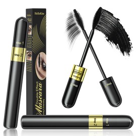 NICEMOVIC 2 Pack Waterproof Mascara Black Volume and Length, 2 in 1 Multi-Effect 4D Silk Fiber Eyelash Mascara Long Lasting Non-Clumping, Sweatproof & Smudge-Proof for Versatile Lash Makeup