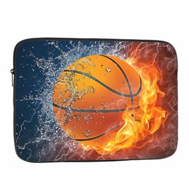 Nicokee Laptop Sleeve Bag 15 15.4 15.6 Inch,Basketball Ball in Fire and Water Ball Flame Protective Polyester Computer Cases Laptop Cover Briefcase Bag Tablet Travel Cover