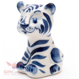 Tiger collectible Gzhel Porcelain Figurine Symbol 2022 Year Гжель