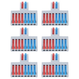 6 Uds Conector de Cable de Palanca 2 en 8 Bloques de Terminales de Salida Conectores de Empalme de Cables Eléctricos para Electrodomésticos