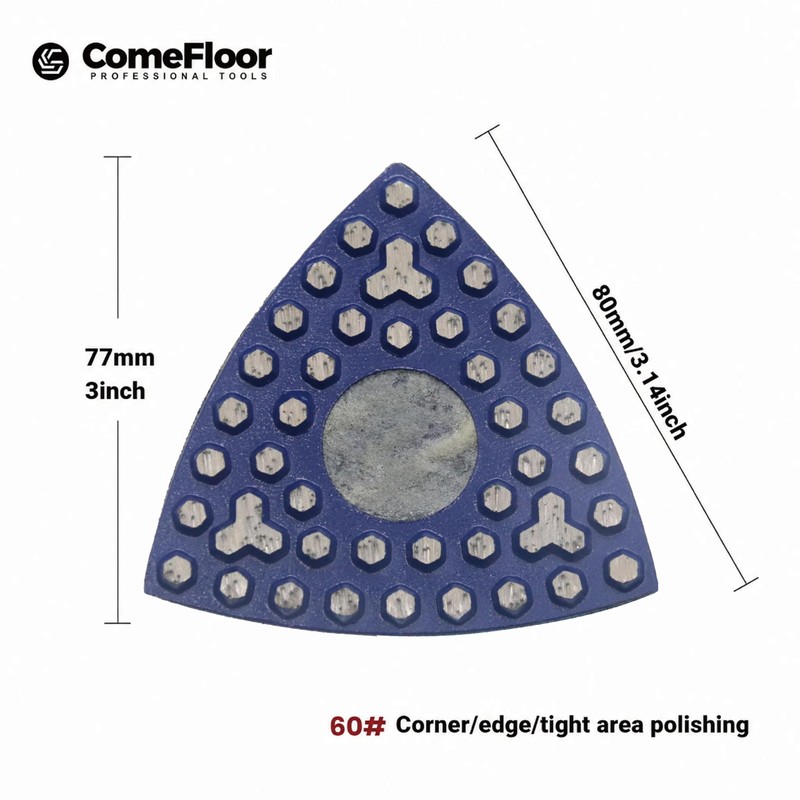 Triangular Diamond Grinding Pads for Corner Edge, 3 Inch Metal