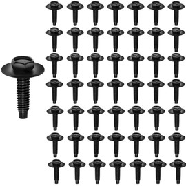 【Upgraded】 50 Pcs M6-1.0×25mm Hex Head SEMS Body Bolts w/Dog Point for GM Ford Chrysler – Black M6x1.0 Body Bolts for Car Dealers, Car Fastener Kit for Bumpers,Fenders, Splash Shield