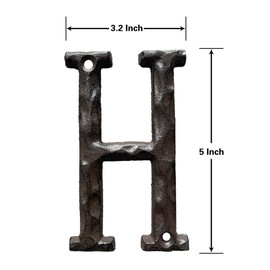 BetLight House Letters-5 Inch High Rustic Metal Iron Address Numbers & Letter, Letter H
