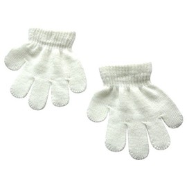 BaiX Toddler Boys and Girls Winter Knitted Writing Gloves, 1-3 Years Old (White)