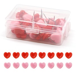 Heart Push Pins, 50pcs Cute Decorative Thumb Tacks Drawing Pins with Storage Box Metal Push Pins Thumbtack with Steel Point for School Office Cork Board Bulletin Map Flag Photo Wall A7AXTD