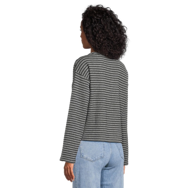 Sanctuary Womens Textured Ottoman Popover Heathr Grey with Black Stripe