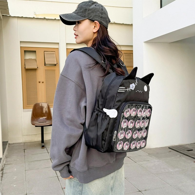 SIORTIO Backpack Ita Bag Pin Display Kawaii Cat-Ear Large Capacity