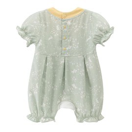 gurcooc Baby Girls' Romper Bow Short Sleeve Bodysuit Floral Ruffle Jumpsuit Onesie Outfit Set, 3-18 Months, Green