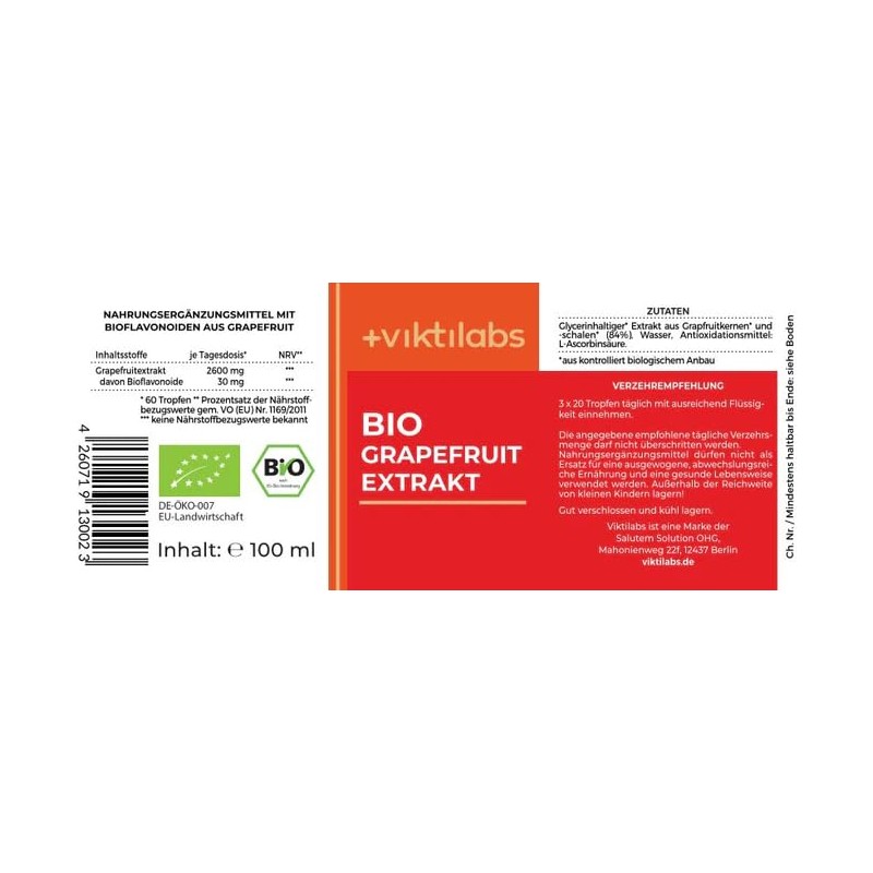 Organic Grapefruit Extract Drops - With Natural Bioflavonoids from Shell