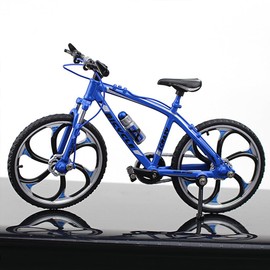 NUOBESTY Alloy Bicycles Model, 17cm Creative Alloy Model 1: 10 Mini Simulation Racing Bike Finger Bicycle Toy (Racing Cycle Blue)