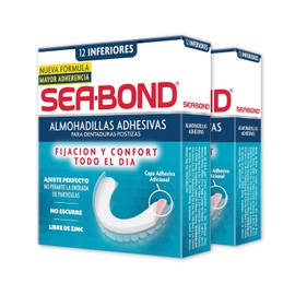 Sea-Bond Kit Almohadilla Adhesiva para Dentaduras Postizas Inferiores, 2 pack 12 Piezas Cada una
